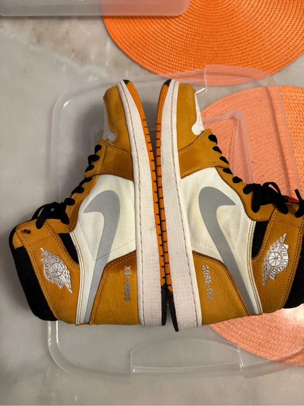 Nike Orange White Black High-Top Sneakers